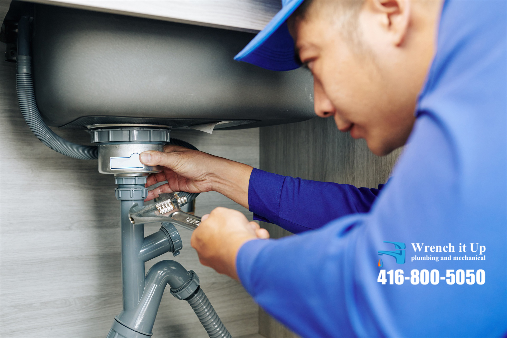 leaking drain assembly repair provided by Wrench It Up plumbing and mechanical